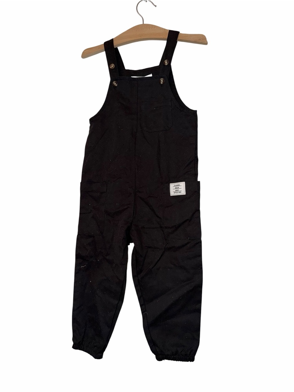 Cozy Pixies Black Cotton Adjustable pocket Overalls -Casual Playwear Sz 2-3Y NWT